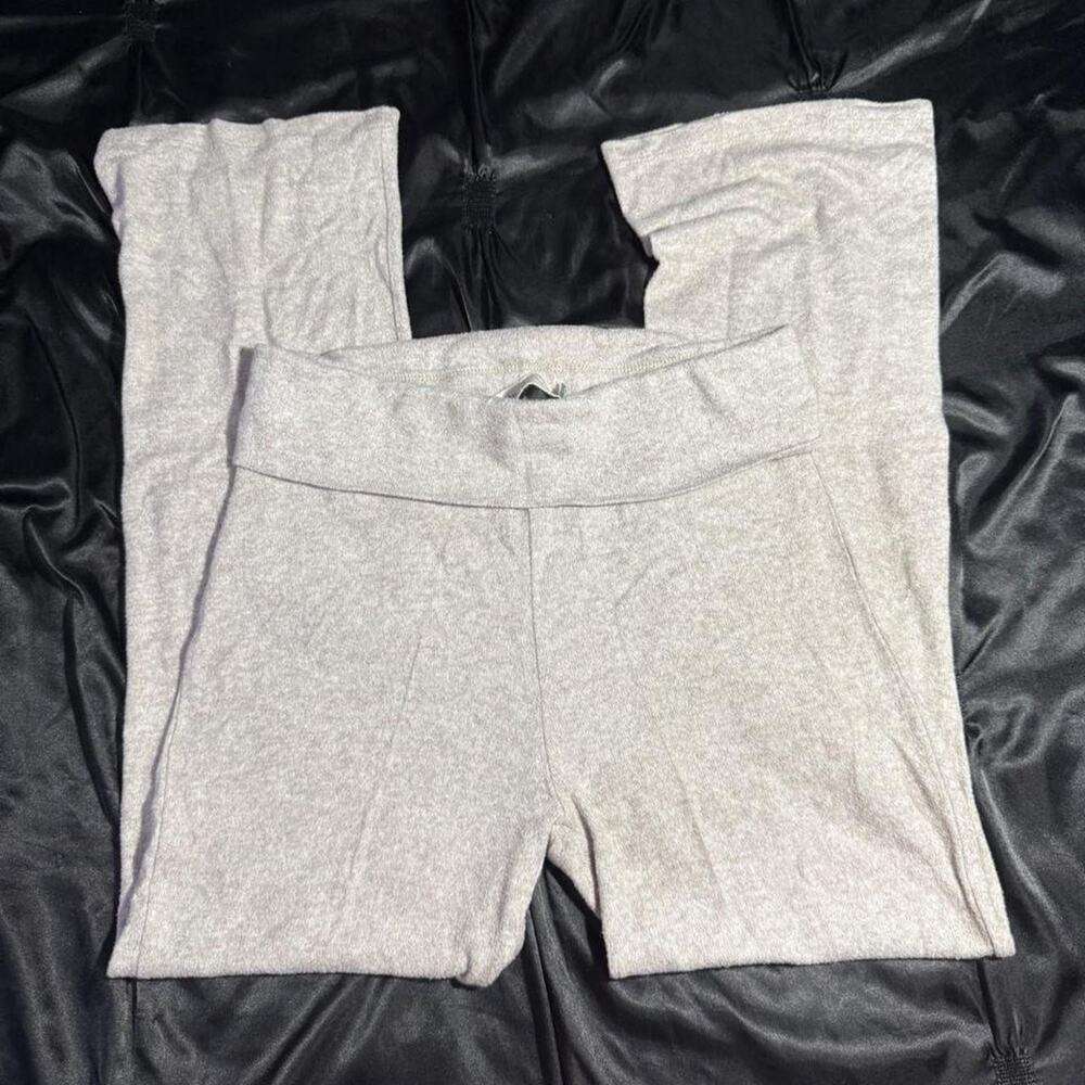 Anthropologie creme foldover flared leggings
